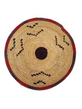 Vintage hand woven basket bowl with platform base southwest native